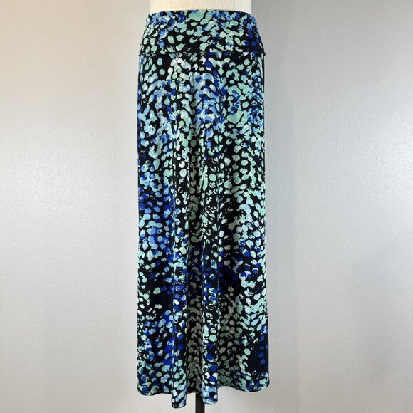 NY Collection Womens Multicolor Abstract A Line Maxi Skirt Pull On Size Medium - Picture 2 of 14